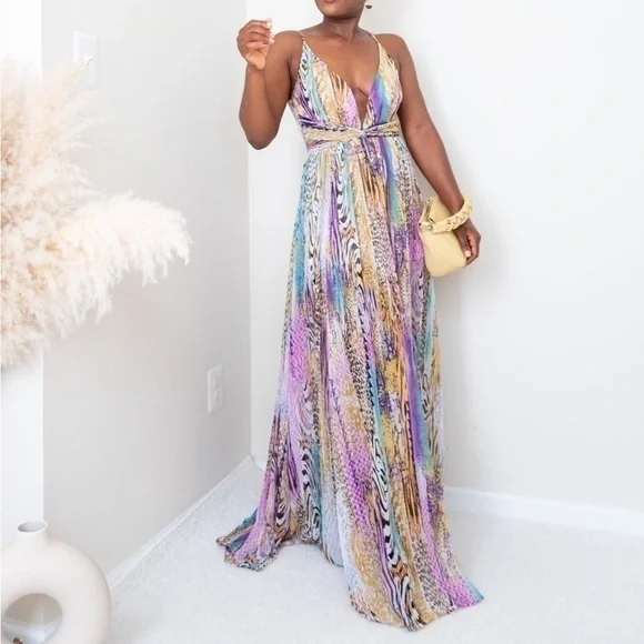 Multicolor animal print maxi dress - Picture 3 of 12